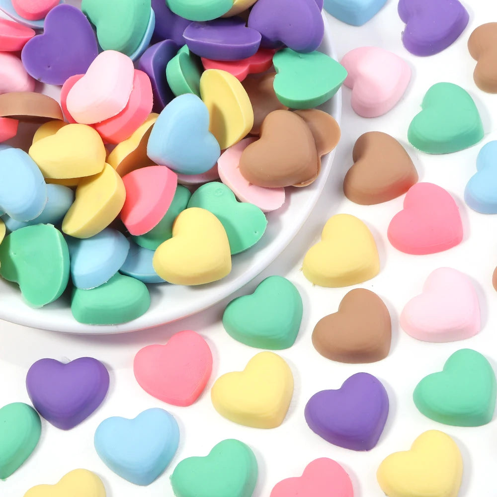 30pcs Heart Flatback Cabochon Beads 17x19mm – DIY Craft Decor Flatback Cabochon Beads PLUSH