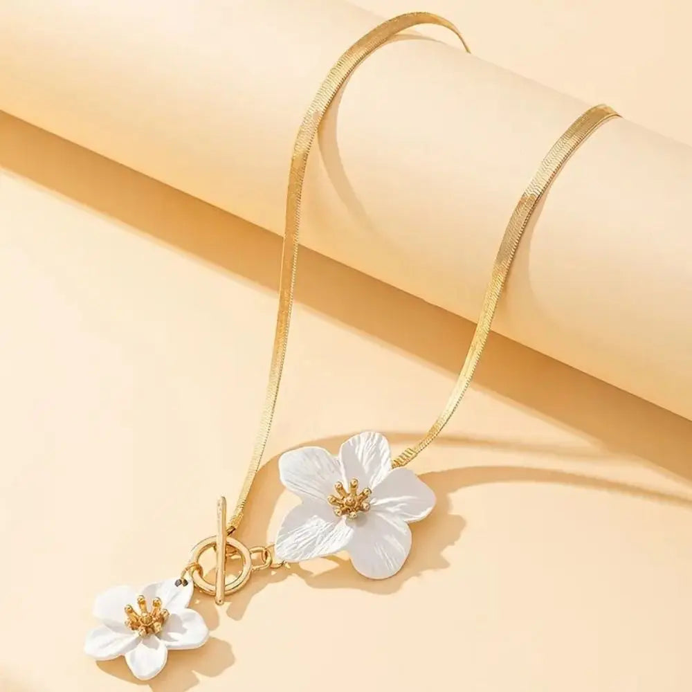Bohemian Flower Snake Chain Necklace & Earrings Set | Women Jewelry Set PLUSH