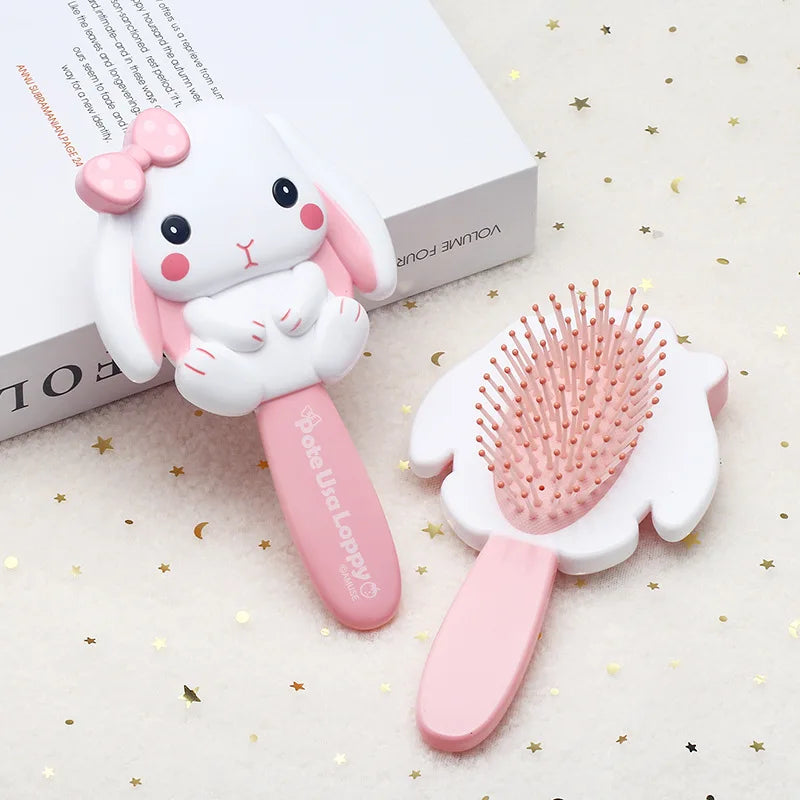 Mermaid Air Cushion Comb for Kids – Cute Girls Hair Brush Kids Hair Comb PLUSH white rabbit