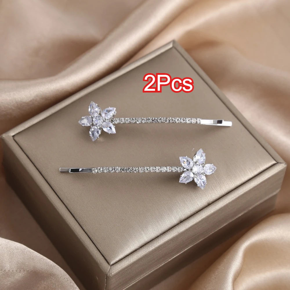 Floral Rhinestone Metal Hair Clips for Women – 2pcs Set Hair Clips PLUSH