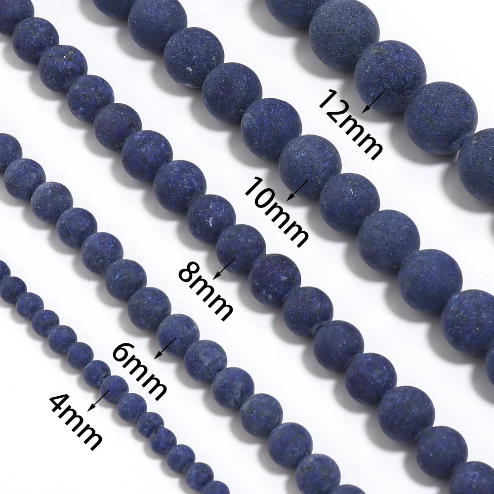 Frosted Lapis Lazuli Round Spacer Beads 4–12mm | DIY Jewelry Natural Stone Beads PLUSH