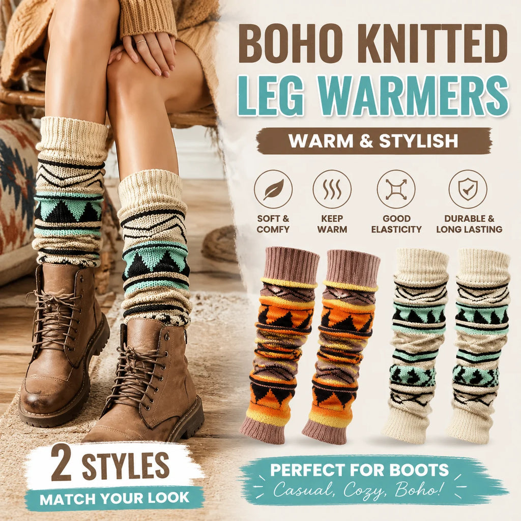 Bohemian Knit Leg Warmers – Color Block Boot Socks for Women Knit Leg Warmers PLUSH