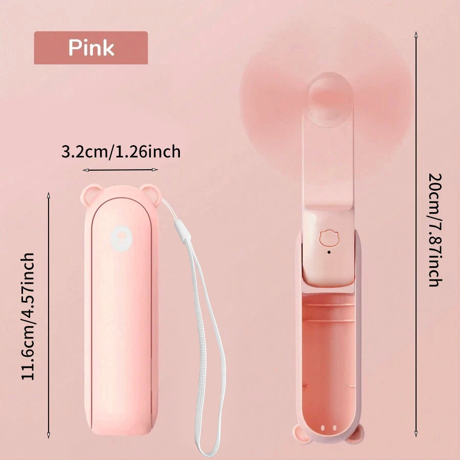 Portable USB Rechargeable Foldable Handheld Mini Fan – 3 Speeds Handheld Mini Fan PLUSH
