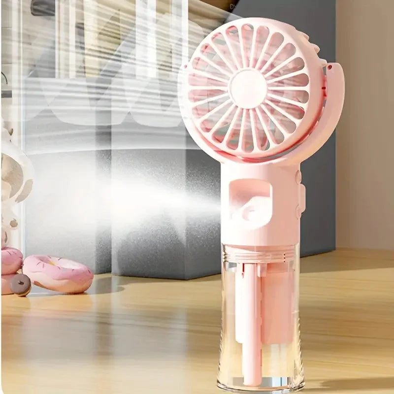 Portable USB Handheld Misting Fan – Mini Travel & Outdoor Fan Handheld Misting Fan PLUSH