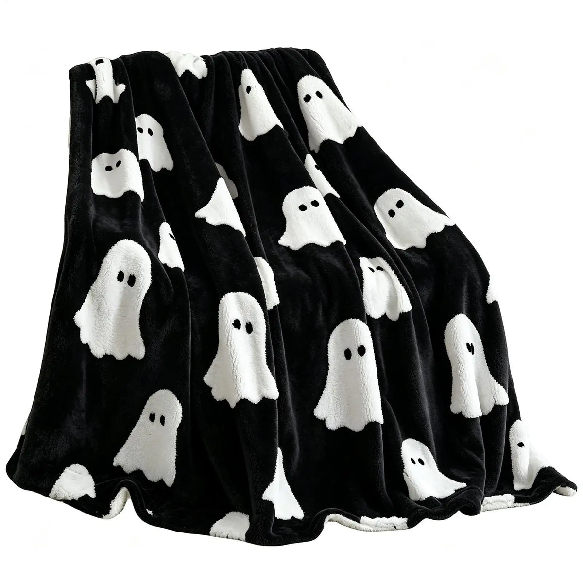 Halloween Pumpkin & Ghost Flannel Throw Blanket | Festive Decor Flannel Throw Blanket PLUSH