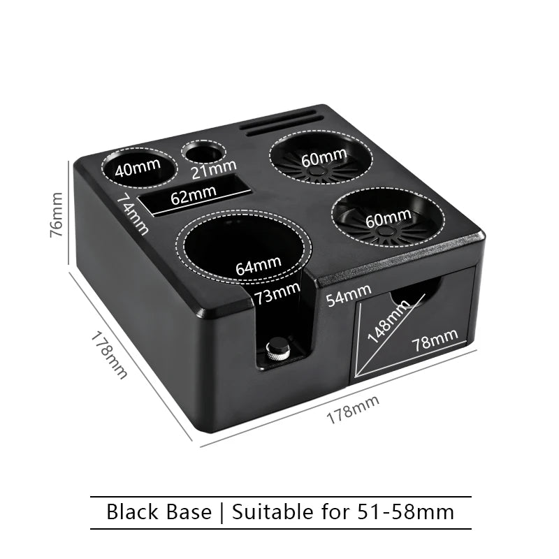 Coffee Tamper Station & Portafilter Holder 51/54/58mm Barista Espresso Tamper Station PLUSH 51-58mm Black