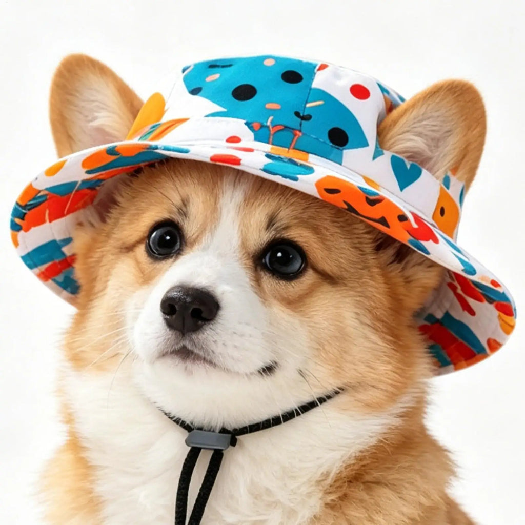 Adjustable Pet Sun Hat for Cats & Small Dogs – UV Brim Pet Sun Hat PLUSH