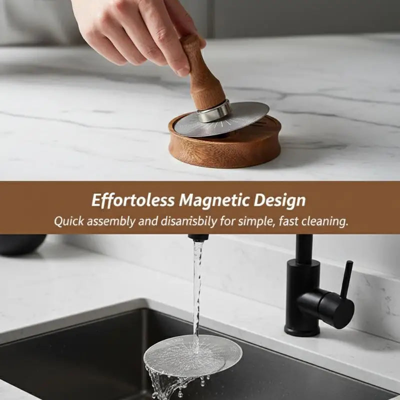 Espresso Puck Screen Magnetic Extractor – 51/53/58mm Wood Handle Coffee Barista Tool PLUSH