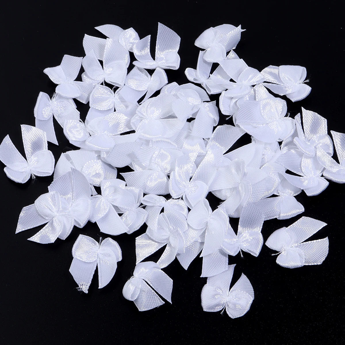 100pcs Mini Polyester Bow Knots – DIY Jewelry & Hair Crafts DIY Craft Bows PLUSH white 2.5x2cm