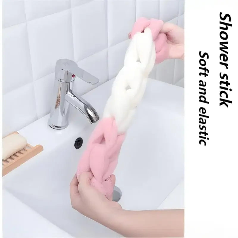 Exfoliating Back Scrubber – Long Handle Mesh Body Scrub Body Exfoliating Scrubber PLUSH