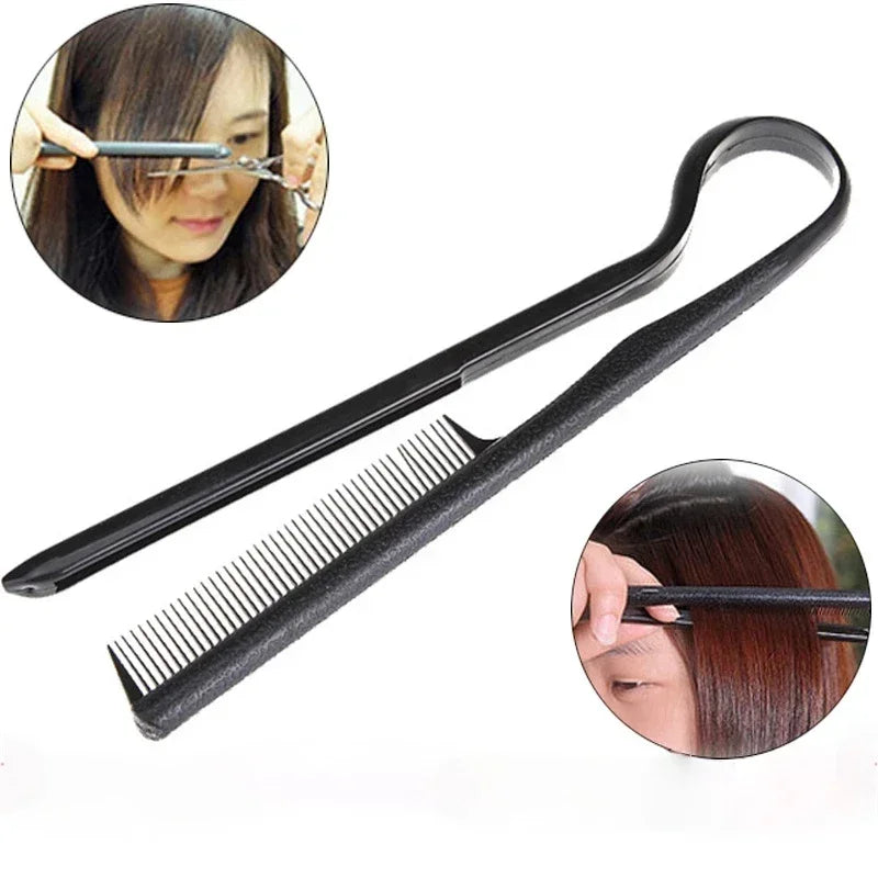 V-Type Hair Straightener Comb – Anti-Static Styling Tool 2pk Hair Styling Comb PLUSH black