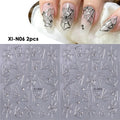Spider Web Nail Stickers with Rhinestones – Gothic Halloween Decals Nail Art Stickers PLUSH XI-N06 2pcs