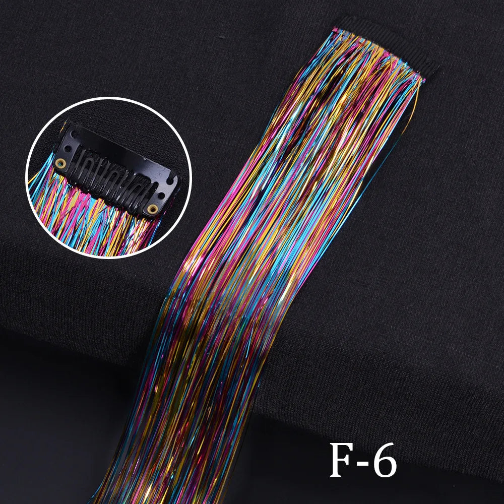 Rainbow Hair Tinsel Glitter Strands – 120pcs, 93cm