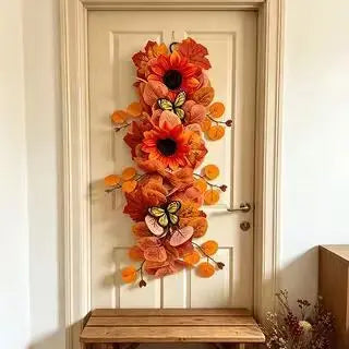 Autumn Sunflower & Maple Leaf Hanging Door Wall Decor Set Seasonal Wall Hanging PLUSH