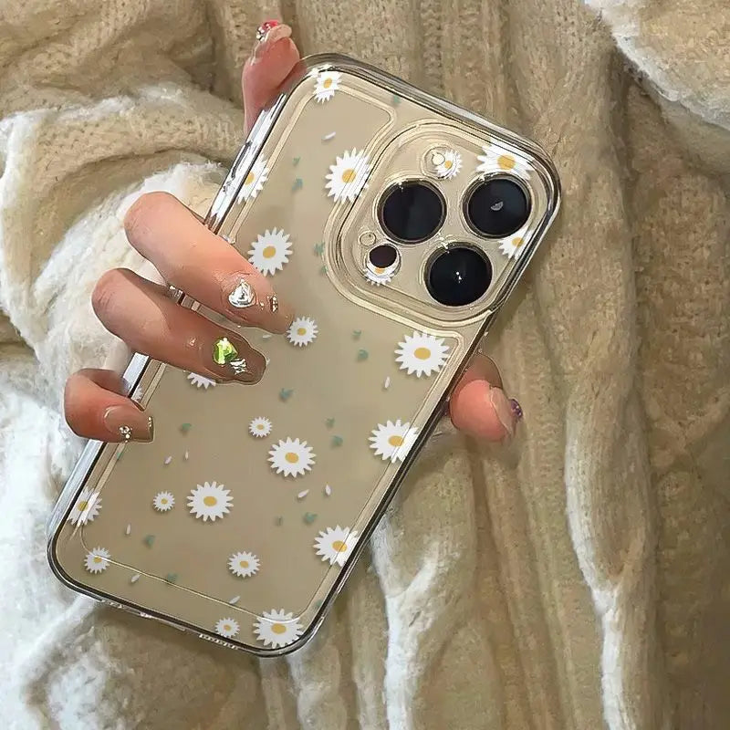 White Daisy Flower iPhone Case – Shockproof Clear Cover Phone Case PLUSH