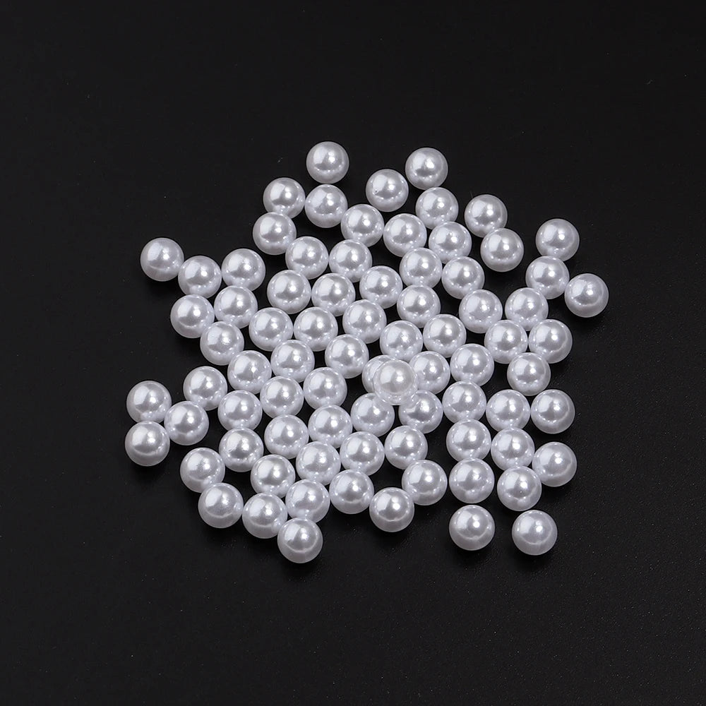 Vintage White ABS Pearl Beads No Hole – 10-1000pcs DIY Craft Loose Craft Beads PLUSH 6mm x 100pcs