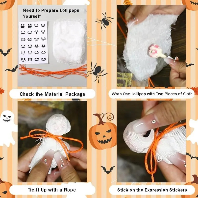 Halloween Ghost DIY Lollipop Craft Kit – Spooky Kids Décor Halloween Craft Kit PLUSH