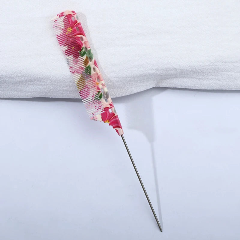 Anti-Static Rat Tail Comb – 5 Floral Patterns | Hair Styling Hair Styling Comb PLUSH 1pc-3