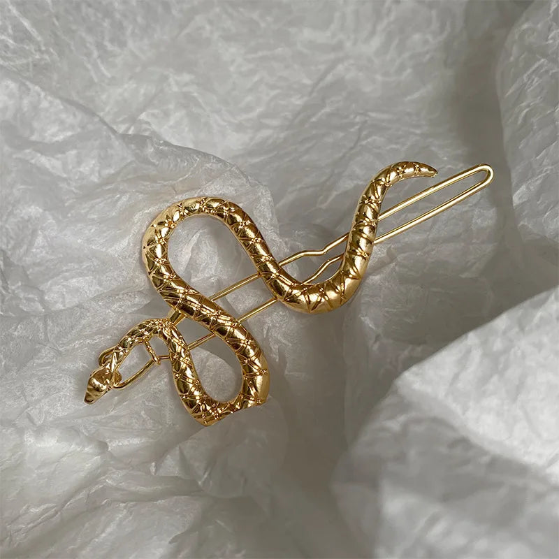 Metal Snake Hair Clips – Gothic Punk Barrettes for Women Hair Clip Barrette PLUSH Gold