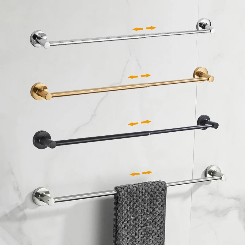 Retractable Towel Bar Stainless Steel – Black & Chrome Retractable Towel Bar PLUSH