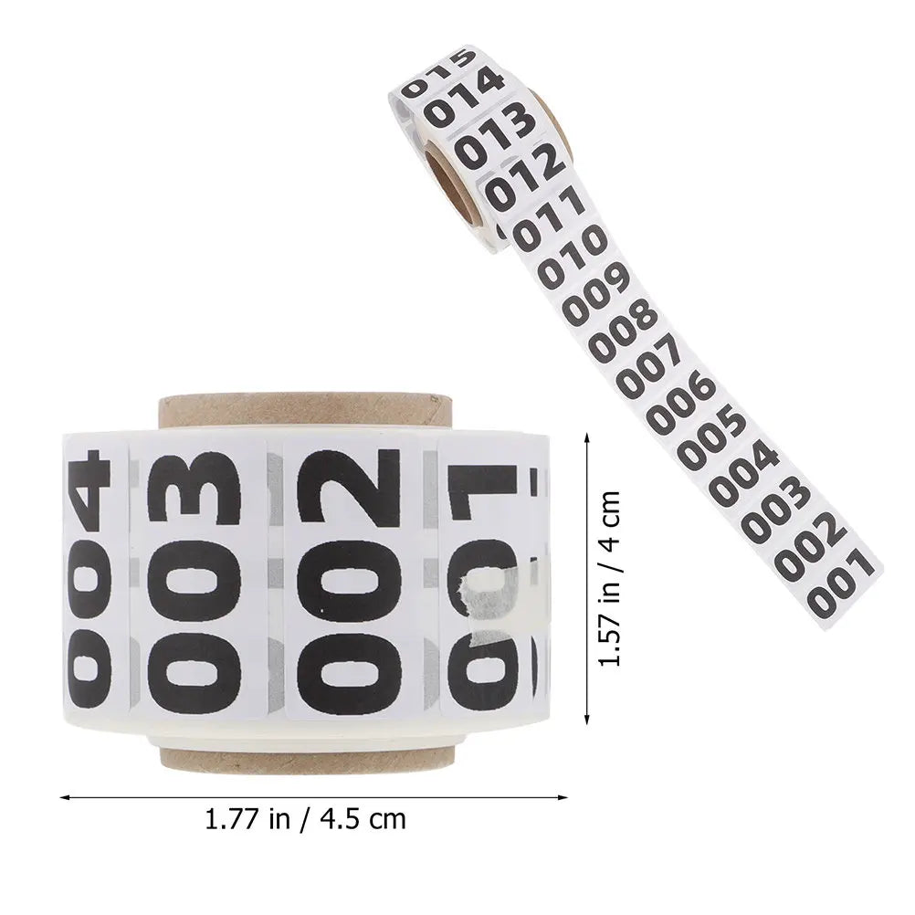 Consecutive Number Stickers Roll 0-999 Self-Adhesive Labels Number Label Stickers PLUSH