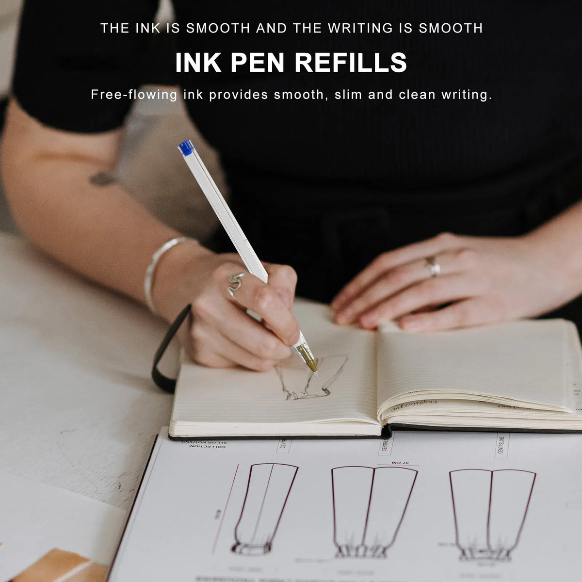 100pcs Black Gel Pen Refills 0.5mm Fine Point – Smooth Ink Gel Pen Refills PLUSH