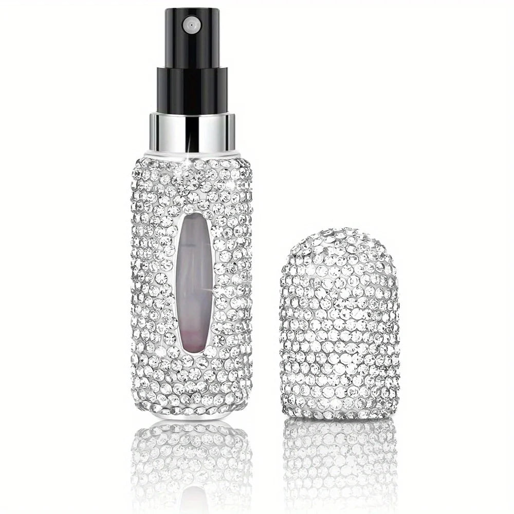 Rhinestone Perfume Atomizer 5ml – Refillable Travel Spray Bottle Perfume Atomizer PLUSH White 5ml