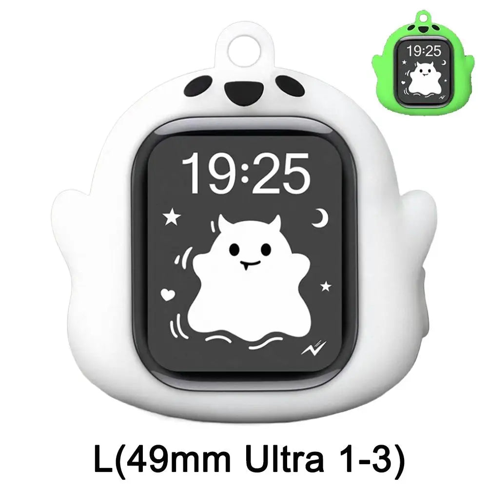 Glow Ghost Silicone Case Apple Watch Series 8 9 10 11 Ultra Watch Protective Case PLUSH I