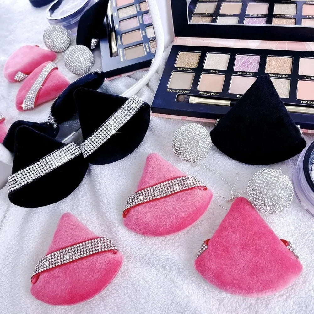 Pink Triangle Powder Puff Set 6pcs – Velvet Makeup Sponge Makeup Powder Puff PLUSH
