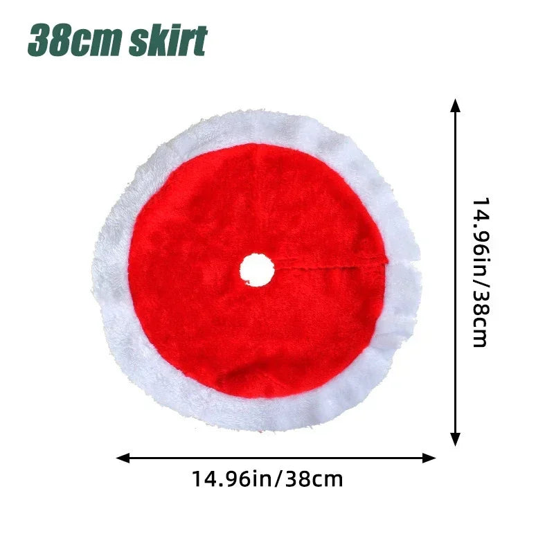 Mini Snow Flocked Artificial Christmas Tree with Fur Skirt Christmas Tree Decor PLUSH A 5PCS