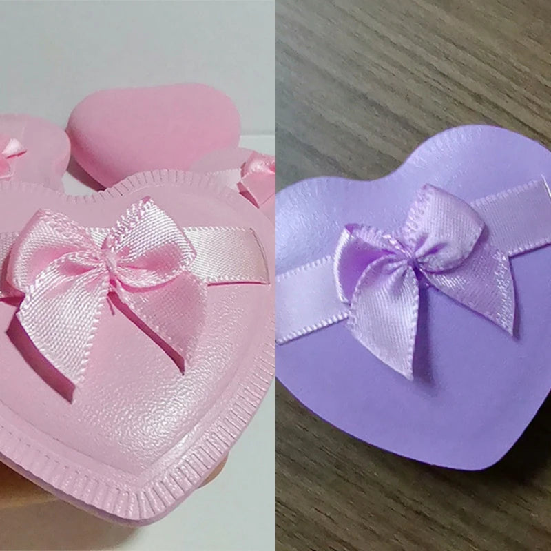 Heart Bow Air Cushion Powder Puff – Dry & Wet Use | Purple Makeup Powder Puff PLUSH Pink Purple 2Pcs