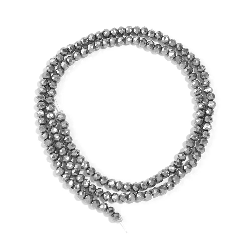 Silver Faceted Crystal Glass Spacer Beads for DIY Jewelry Crystal Spacer Beads PLUSH 4x3mm-ap100pcs