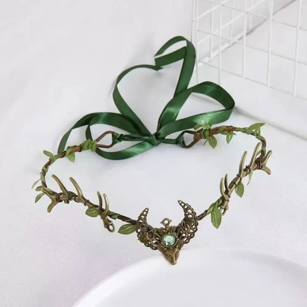 Fairy Elven Crown Rhinestone Vine Leaf Tiara Headpiece Fantasy Costume Tiara PLUSH
