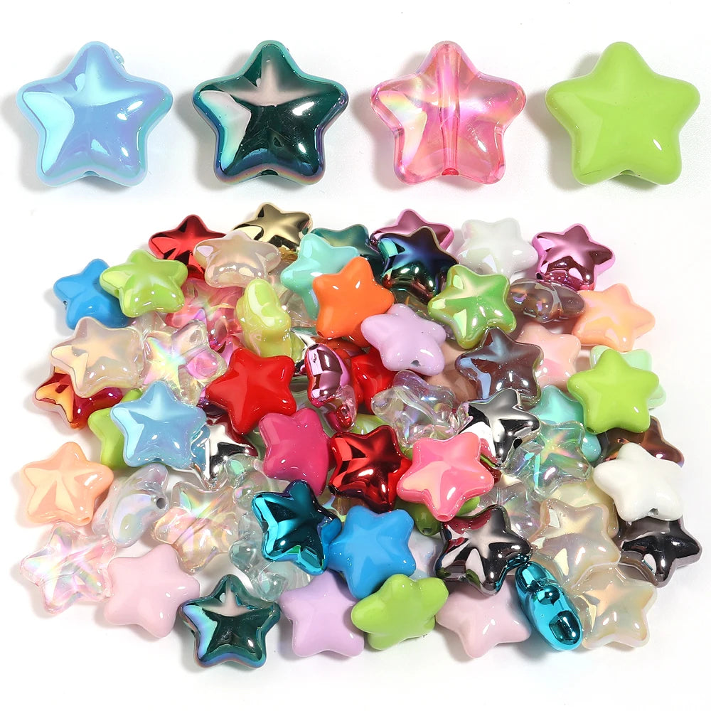 10pcs 20mm Star Acrylic Spacer Beads – Multicolor DIY Jewelry Acrylic Spacer Beads PLUSH