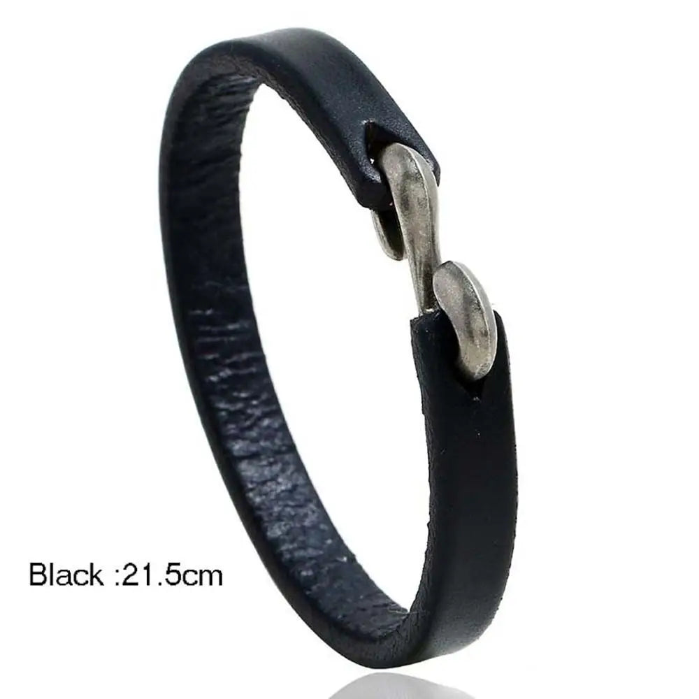 Punk Vintage Leather Link Bracelet for Men & Women | Gift Leather Bracelet PLUSH black-21.5CM