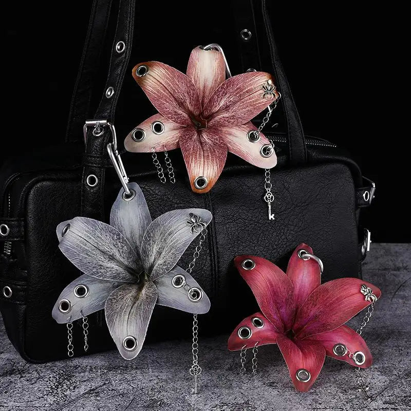 Lily Simulation Flower Keychain Pendant & Backpack Charm Flower Keychain Charm PLUSH