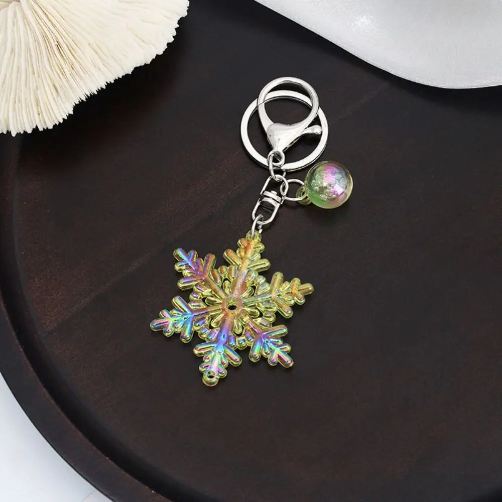Transparent Snowflake Acrylic Keychain – Colorful Laser Pendant Acrylic Keychain PLUSH yellow