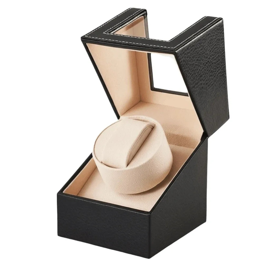 Silent Single Watch Winder – Quiet Wooden Automatic Display Box Watch Winder Box PLUSH Style 7
