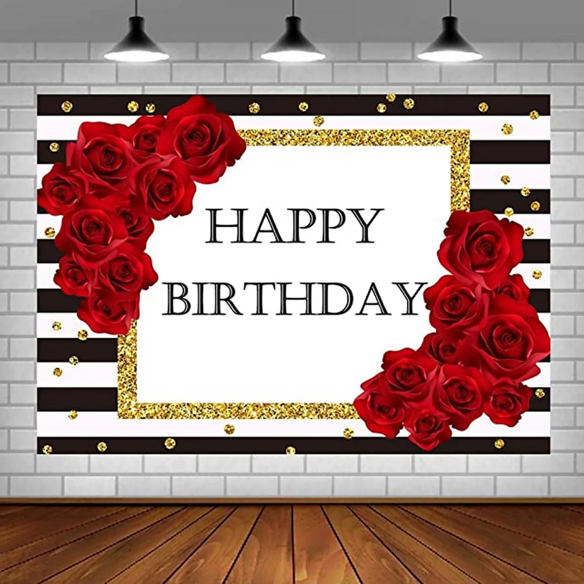 Red Rose Birthday Photography Backdrop – Party Background Cloth Photography Backdrop PLUSH