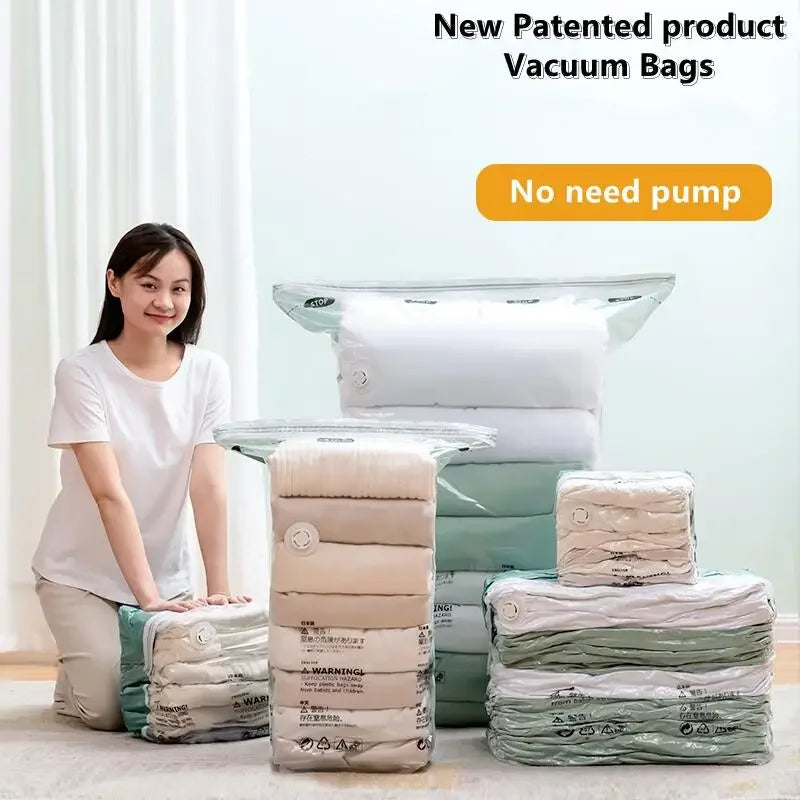 TAILI No-Pump Vacuum Storage Bags 3-5PC | Clothes & Blankets Vacuum Storage Bags PLUSH