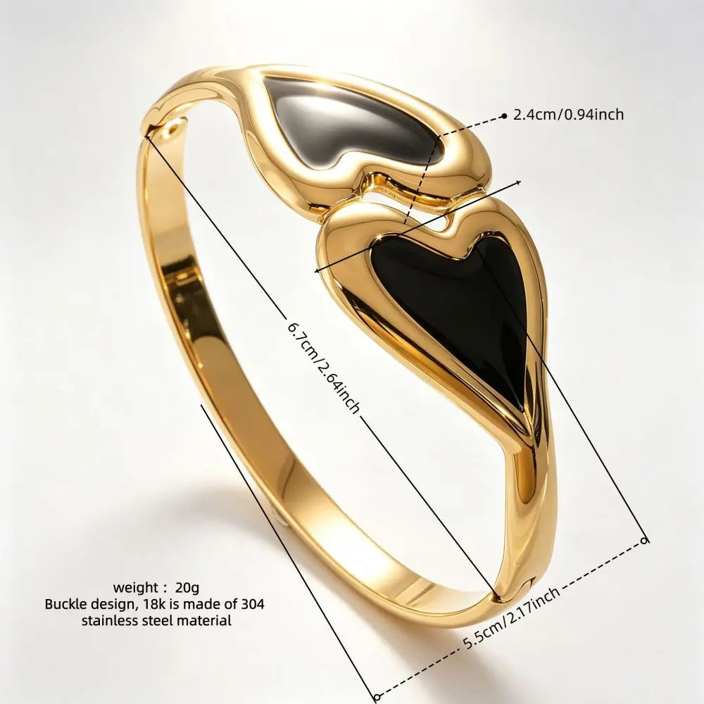 Heart Shape Enamel Bangle Bracelet – Cloisonné Flower Design Enamel Bangle Bracelet PLUSH