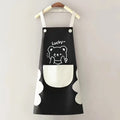 Cartoon Bear Couple Kitchen Apron – PVC, Adjustable, Easy Clean Kitchen Apron PLUSH Black