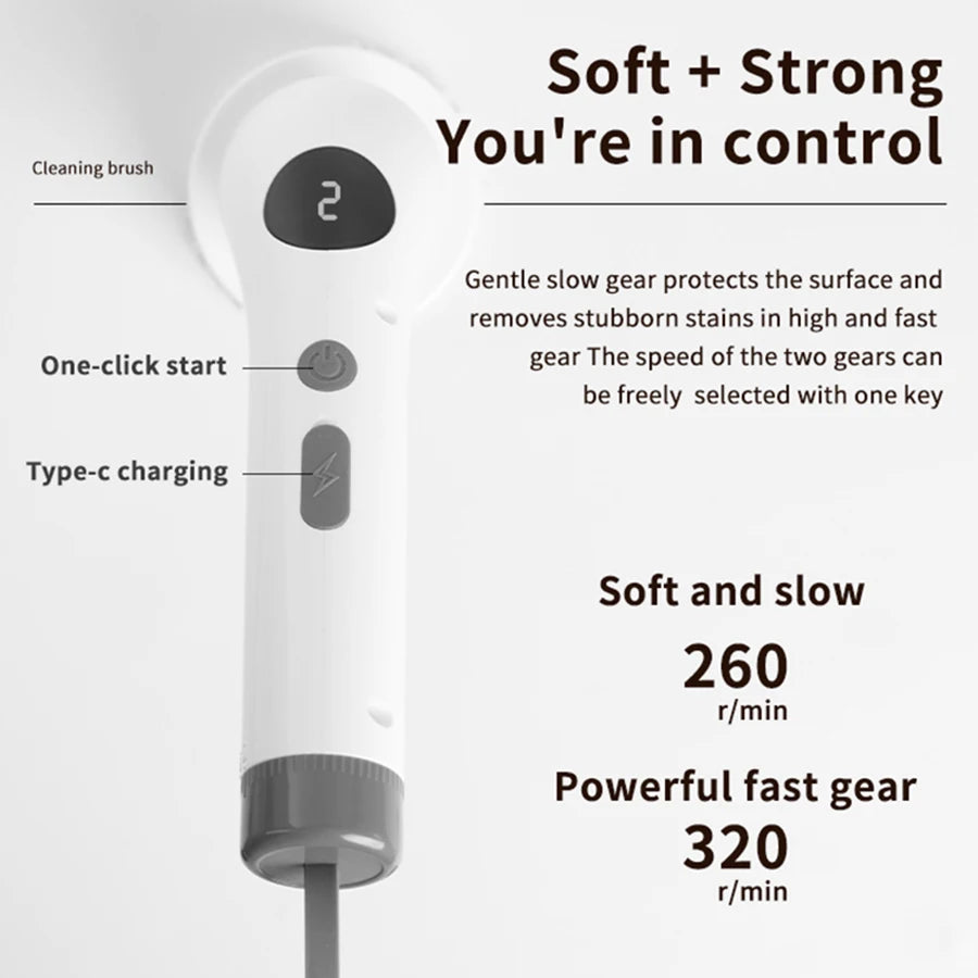 Electric Rotating Cleaning Brush – Wireless Tile & Bathtub Scrubber Electric Cleaning Brush PLUSH
