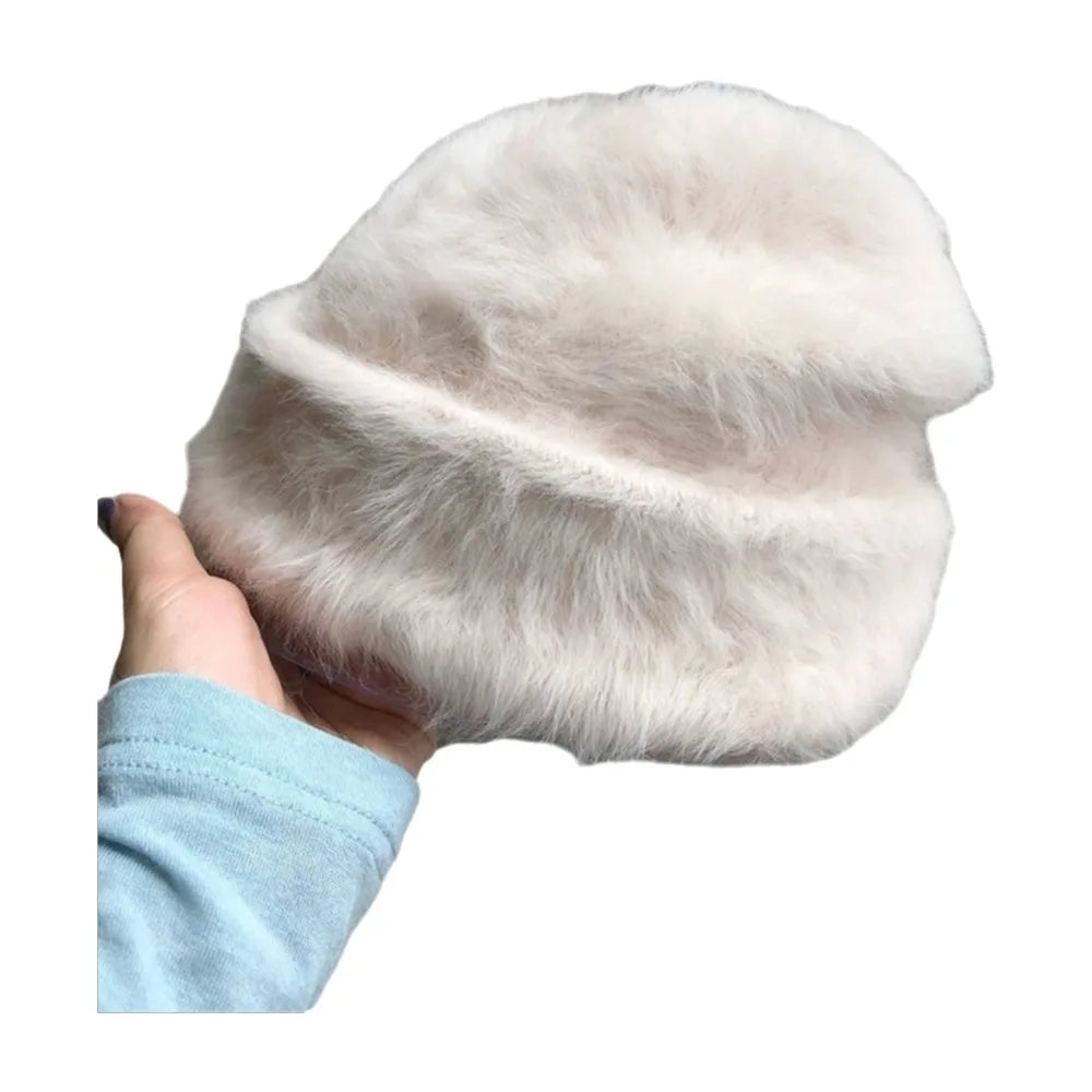 Women's Slouchy Knit Beanie Hat – Y2K Winter Thermal Skullcap Winter Knit Beanie PLUSH Beige