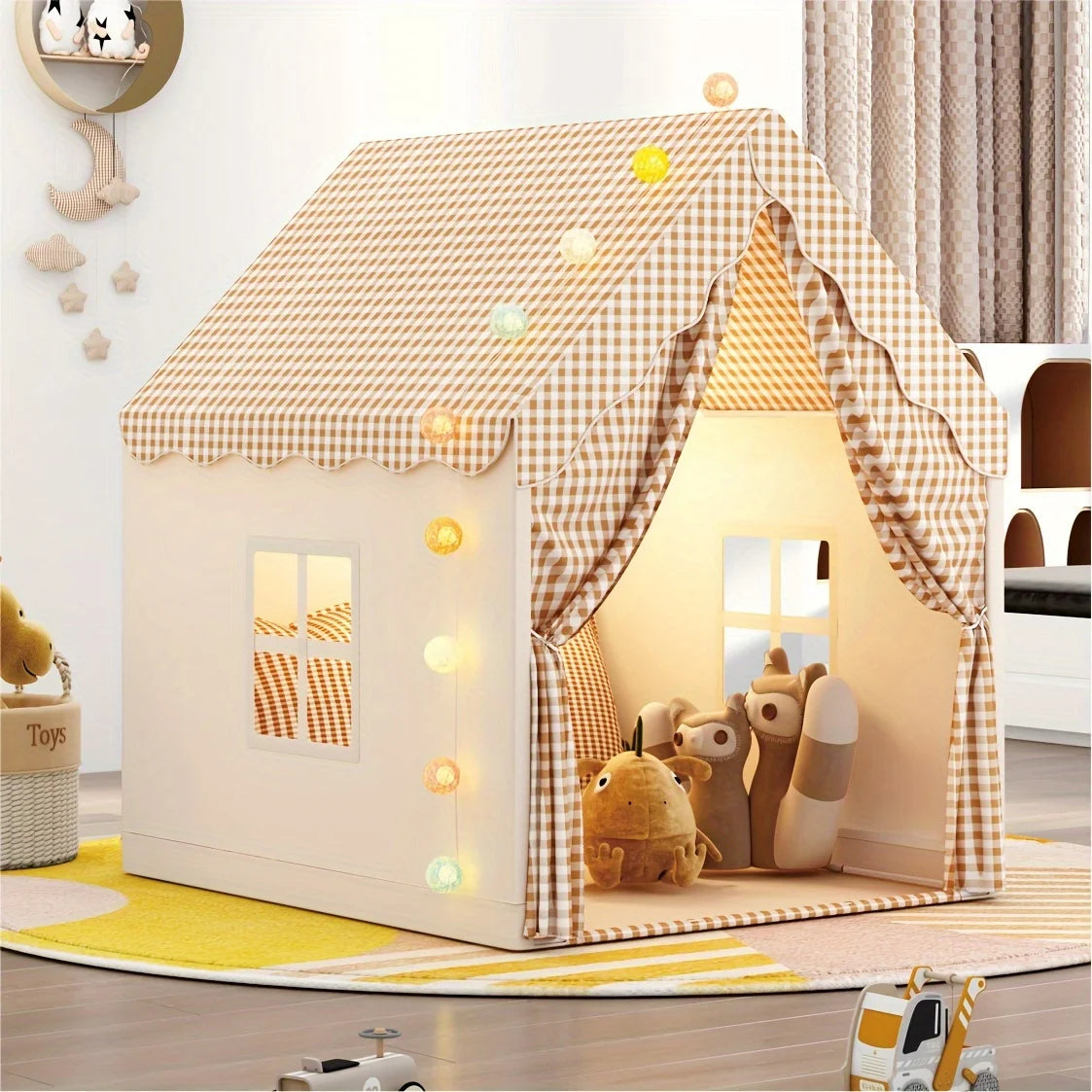 Kids' Castle Tent Playhouse – Indoor Bed Canopy Divider Kids Play Tent PLUSH