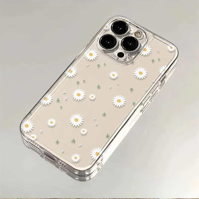 White Daisy Flower iPhone Case – Shockproof Clear Cover Phone Case PLUSH -1 iPhone 14 Pro Max