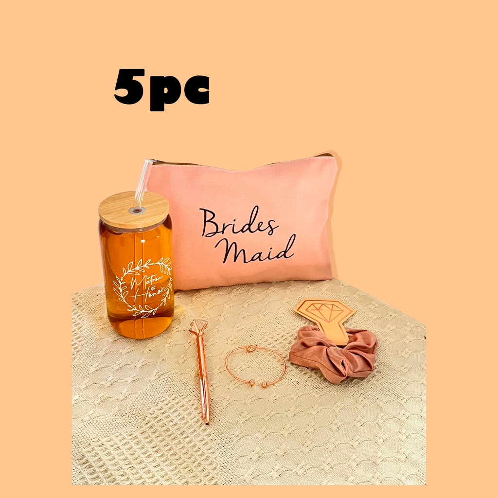 Bridesmaid Proposal Gift Set – 16oz Glass Cup & Makeup Bag Bridesmaid Gift Set PLUSH