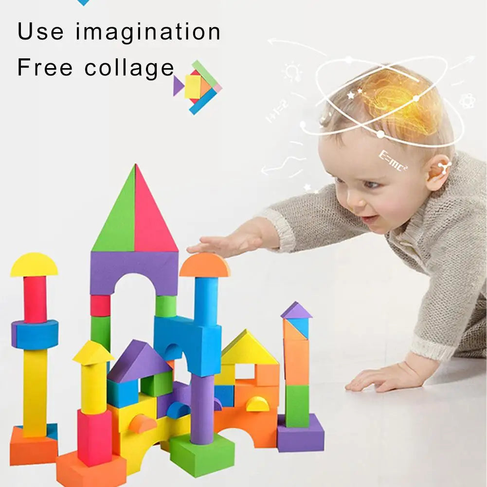 30pcs Soft EVA Foam Building Blocks – STEM Toy for Kids 3–6 Foam Building Blocks PLUSH
