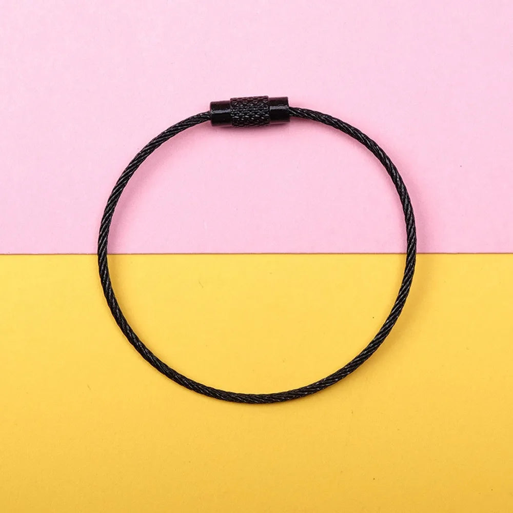 Stainless Steel Rotating Wire Key Ring – Color Keychain 5/10pcs Key Ring Keychain PLUSH black-5pcs-set