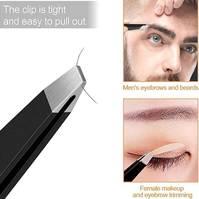 Ouriner 4-Piece Stainless Steel Eyebrow Tweezers Set & Case Eyebrow Tweezers Set PLUSH